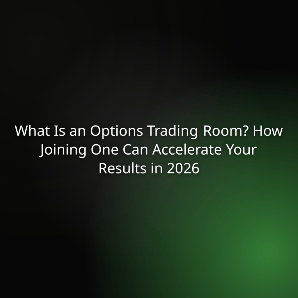 Title slide: What Is an Options Trading Room? How Joining One Can Accelerate Your Results in 2026.