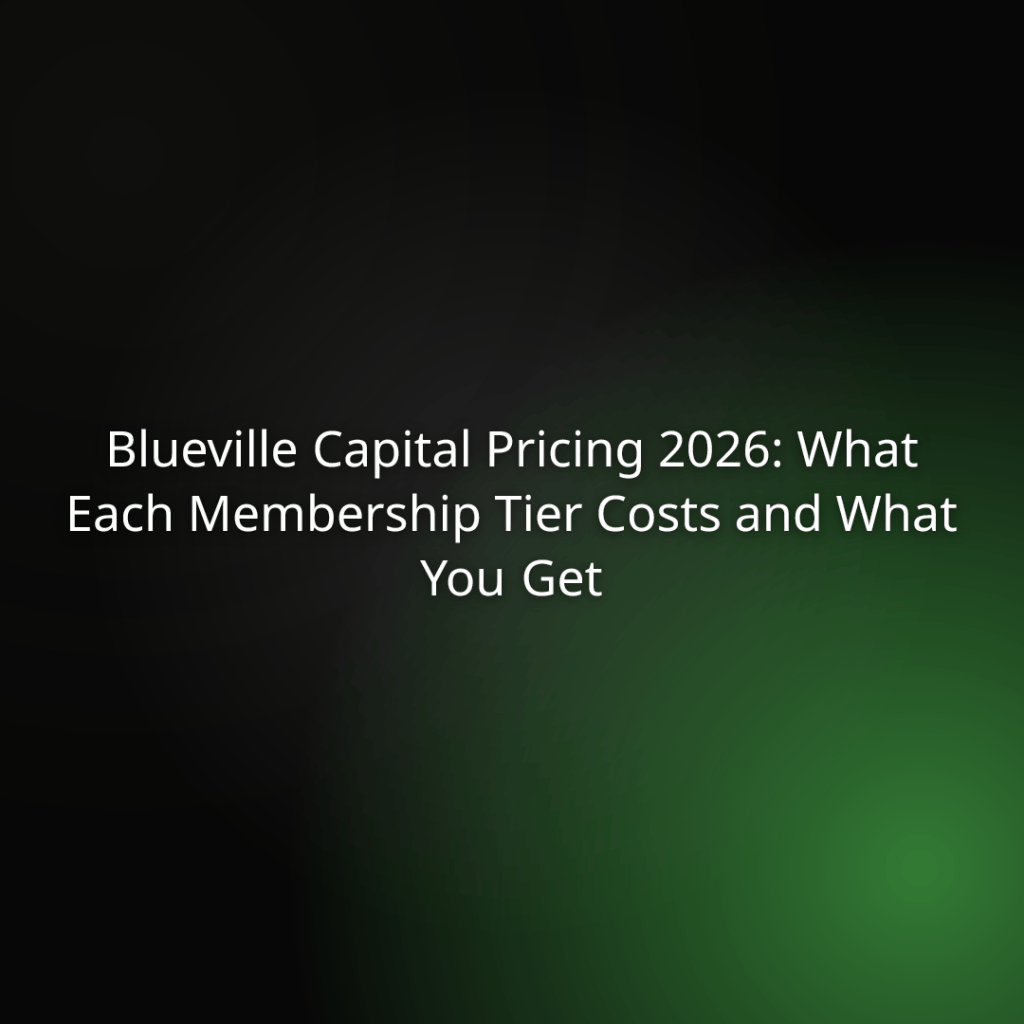 Title slide: Blueville Capital Pricing 2026 — costs and benefits of each membership tier.